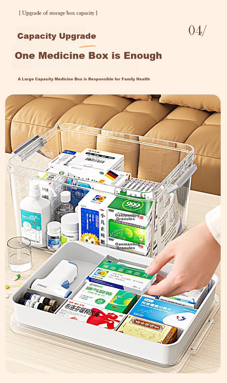 Baicaoyuan PET High Transparency Storage Medicine Box Portable Thickened Household Toy Snack Book Organizer Plastic Storage Basket XXL 3