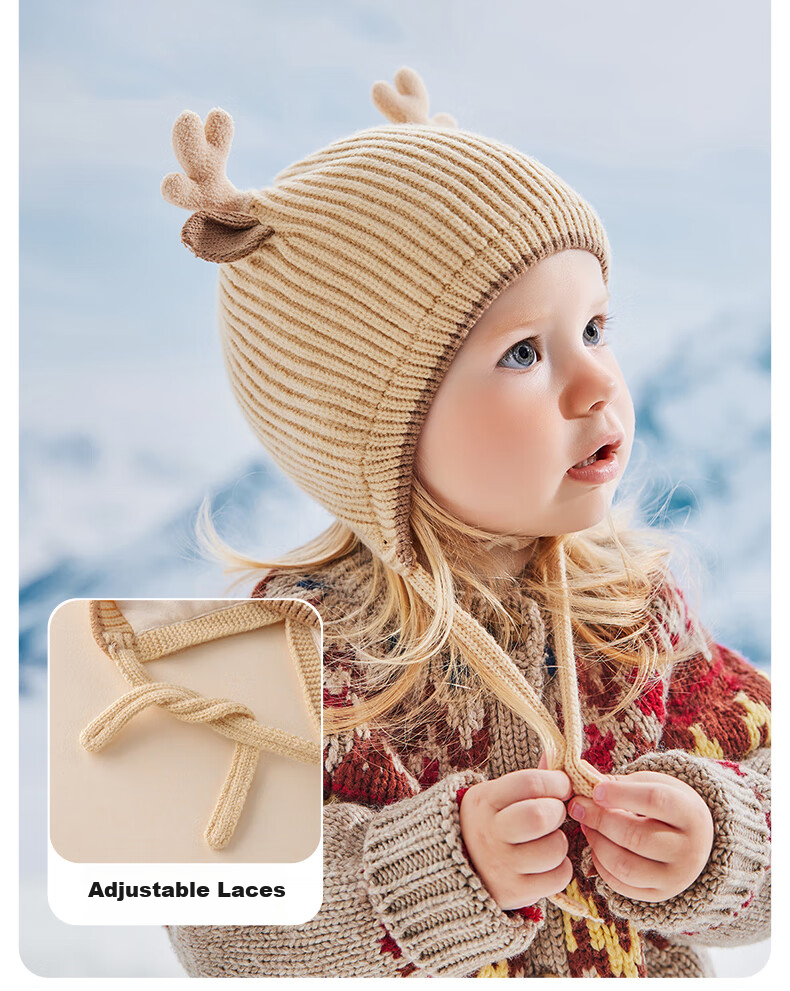 Betis Baby Hat Autumn Winter 2025 New Infant Girls Wool Knit Ear Protection Hat 14