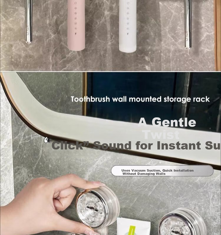 Jialifang Suction Cup Toothbrush Holder Wall-Mounted No Drilling Required with Handle Colorful Four-Cup Desig 7