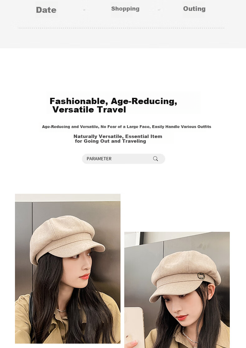 XUEXIMAN Women's Beret Korean Style British Vintage Versatile Face-Slimming Octagonal Painter Duckbill Cap 3