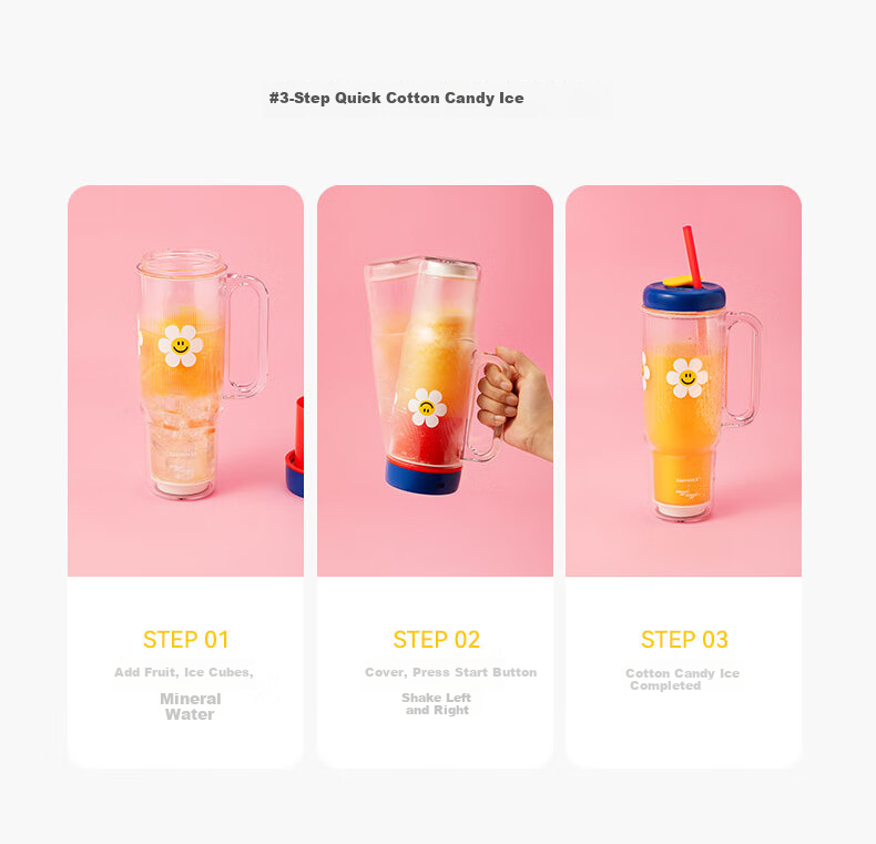 GLASSLOCK GAILANG & WiggleWiggle Collaboration Juicer Cup Ice Tumbler Car Portable Juicer Glass Juice Cup 12-Blade 304 Stainless Steel Ice Crusher 7
