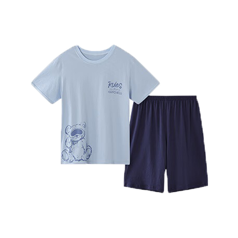 Hodo Youth Short-Sleeve Pajama Set, Summer Wear for Boys And Girls, Middle School Students, Pure Cotton Loungewear, Suitable for Outdoor Wear, N3358 White, Size 175