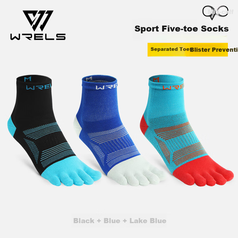 Riels Sports Five-Toe Socks Trail Running Professional Socks Unisex Hiking Breathable Sweat-Absorbing Mid-Calf Cotton Socks