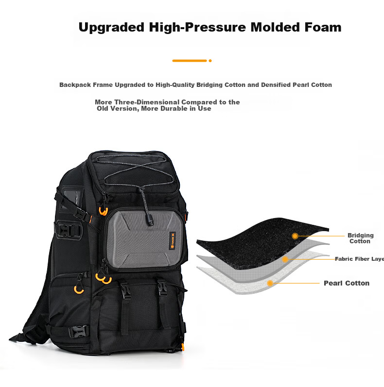 TARION Photography Backpack, Outdoor Hiking Travel Camera Bag, Multifunctional Storage Design, Roll-Up Camera Bag, Xprober Horizon, Black 4