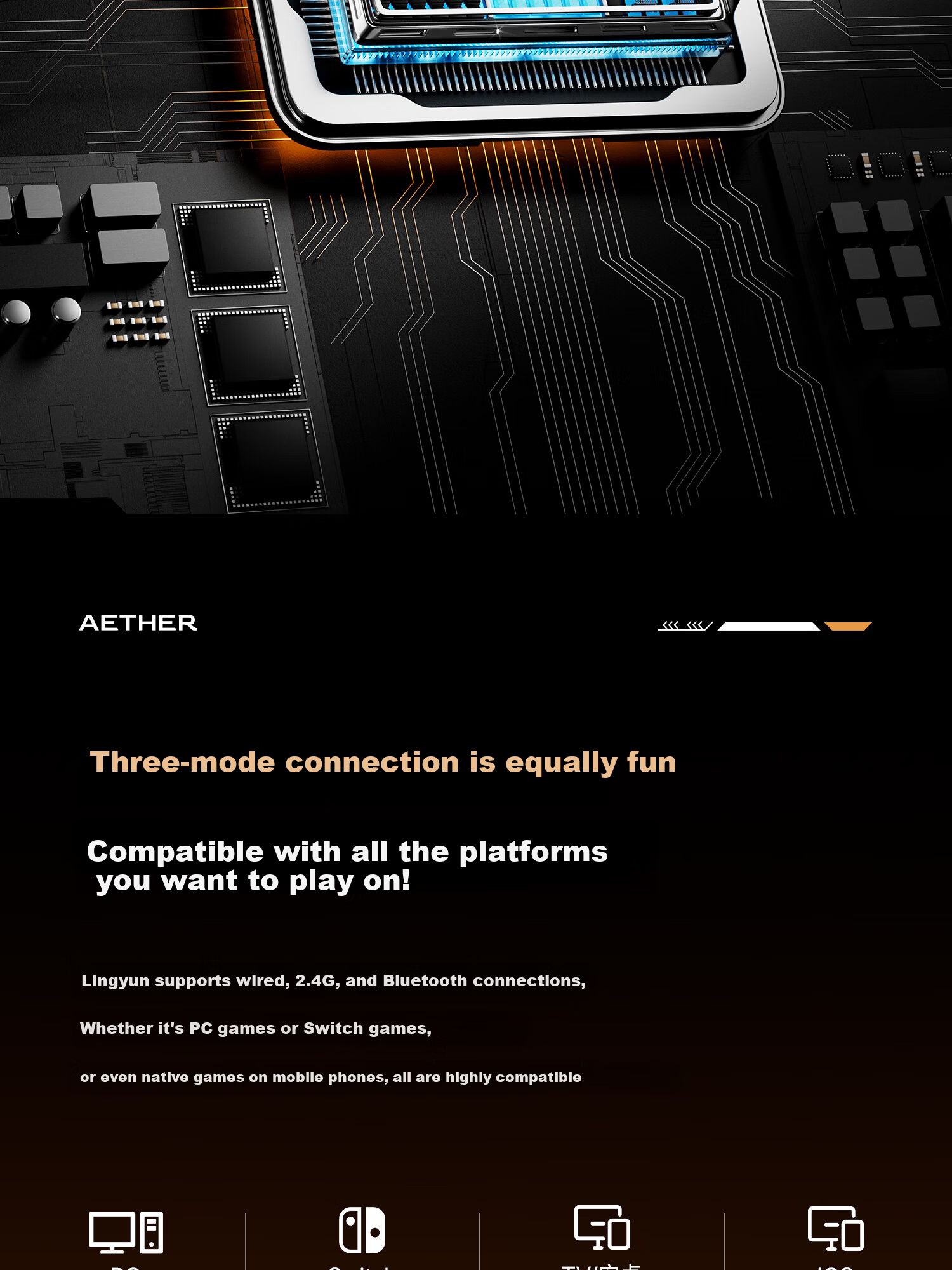 Mojang Lingyun Wireless Gaming Controller Smart Screen Bluetooth 2.4G Compatible with PC Tablet Phone Switch Computer Steam Dual Shadow Wonderland Monster Hunter Black Gold Edition 18