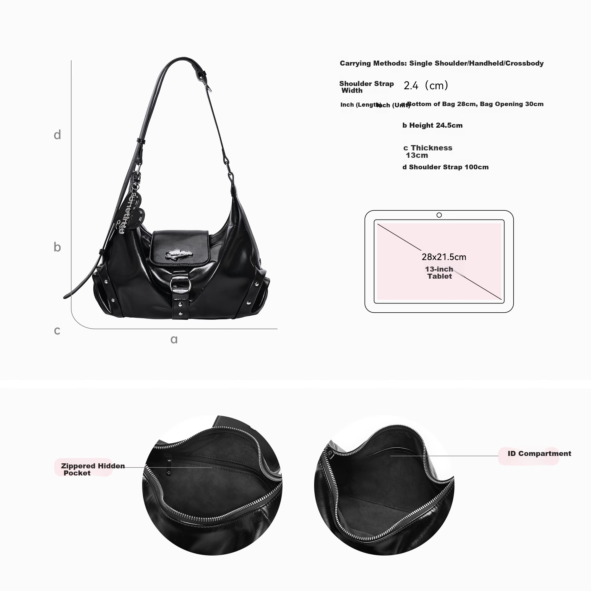 ONETIME Planet Single Shoulder HOBO Bag New Niche Design College Style Fashion Student Class Travel Crossbody Bag Black