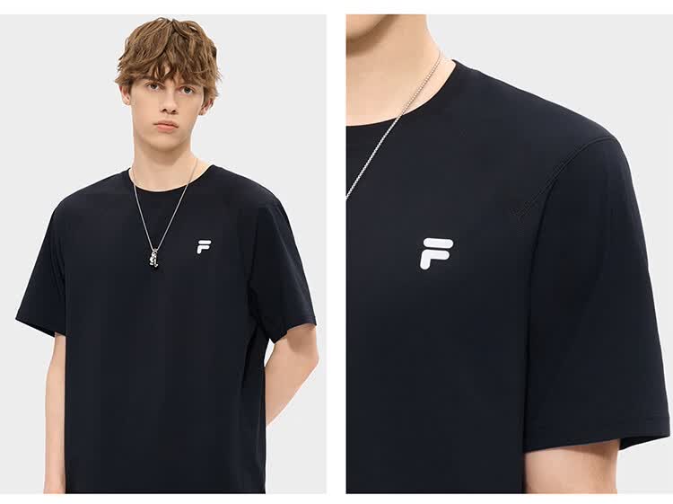 FILA Official Trendy Couple Knitted Dopamine Short Sleeve T-Shirt 26 Summer Quick-Dry Sports Tee 64