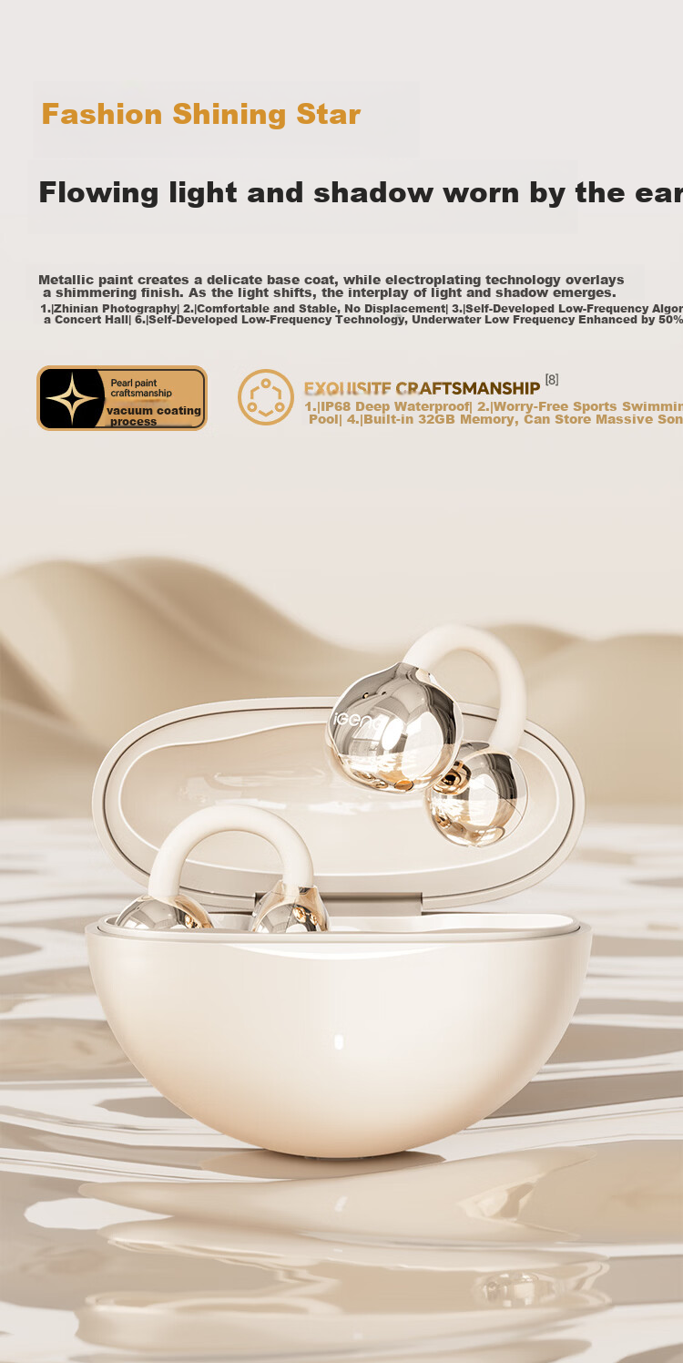 JiYin [Exquisite Fully Equipped 48 Hours] 6.0 Bluetooth Clip-On Earphones Music Sports Running Long Battery Life Open Non-In-Ear Bone Conduction Concept Ear Hook New Model Jinbang 3