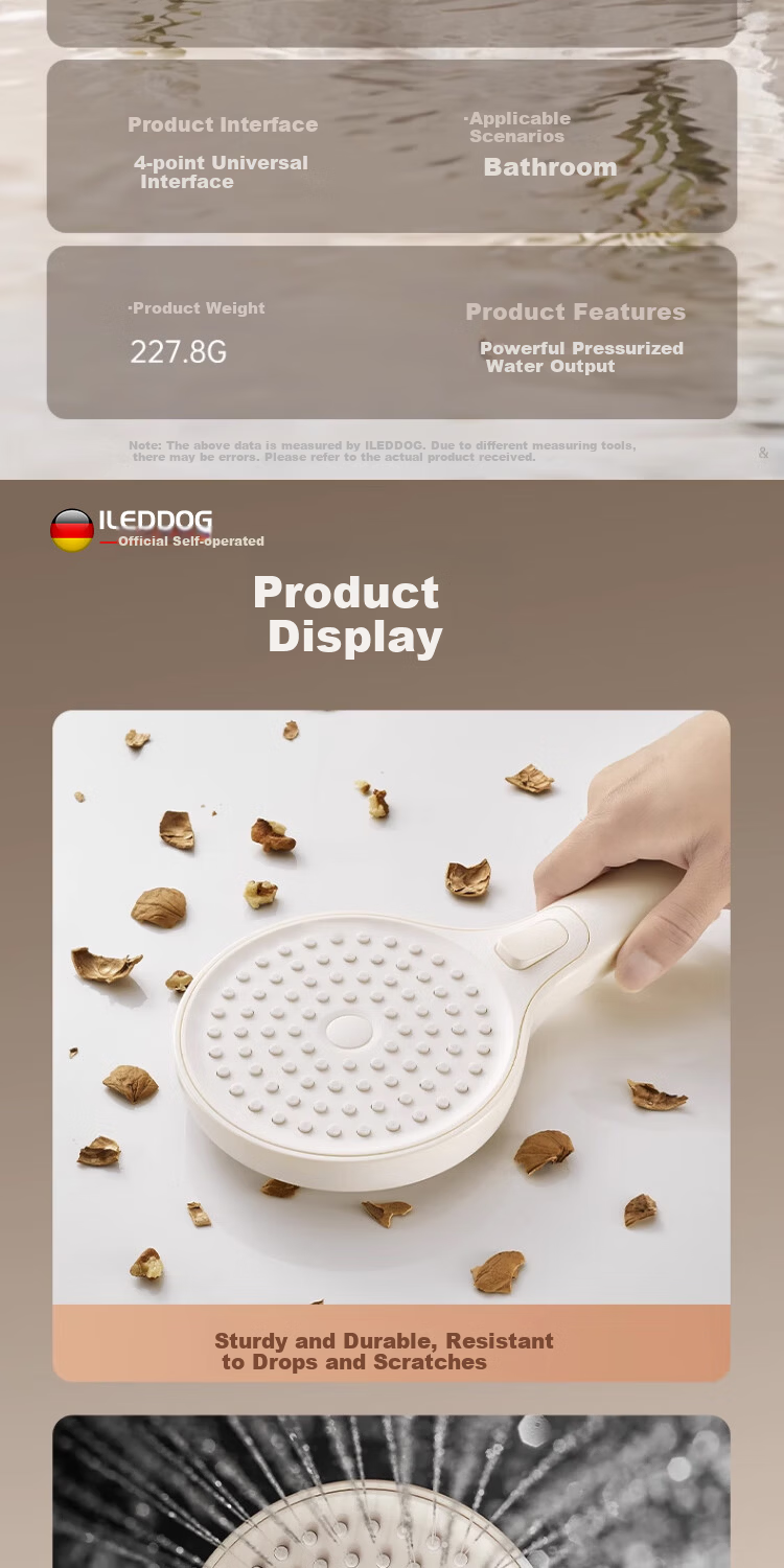 ILeddog [Germany] High-Pressure Shower Head Handheld Bathroom Rainfall Shower DS-248 16