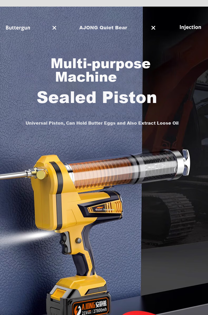 Quiet Bear Electric Grease Gun Rechargeable Lithium High-Pressure Excavator Portable Caterpillar Grease Injector Tool 5