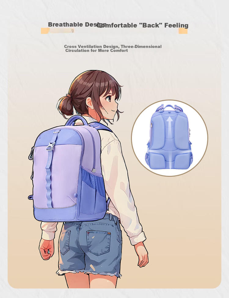 MoonRock 2025 New Air Student Backpack Large Capacity Spine Protection School Bag for Grades 5-9 Black 14
