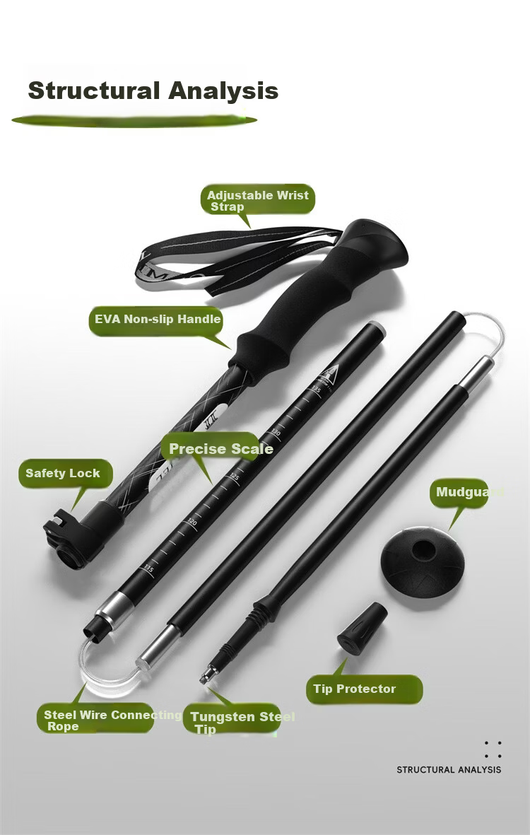 CAMEL Outdoor Hiking Pole Lightweight Foldable Aluminum Alloy Walking Stick Trekking Equipment Elderly Anti-Slip Cane P672 2