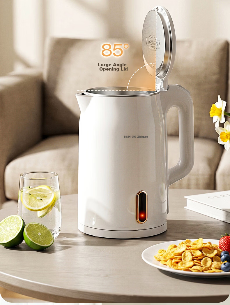 CHIGO Electric Kettle 1.8L Double-Layer Anti-Scald Stainless Steel Water Boiler High Power Fast Boiling Household Kettle 12