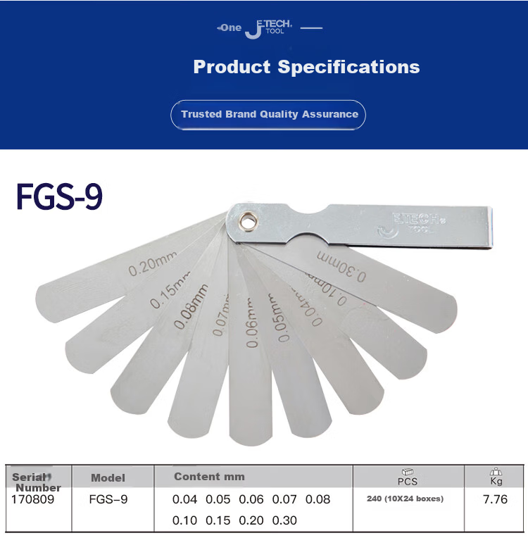 JETECH Spring Steel Feeler Gauge Thickness Measuring Tool 23-Piece Set FGS-23 11