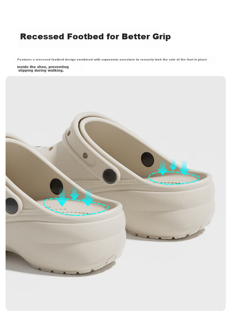 Genmai Height Increasing Thick Sole Clog Shoes for Women Summer Outdoor Non-slip Beach Sandals Comfortable Slippers White Size 39-40 6