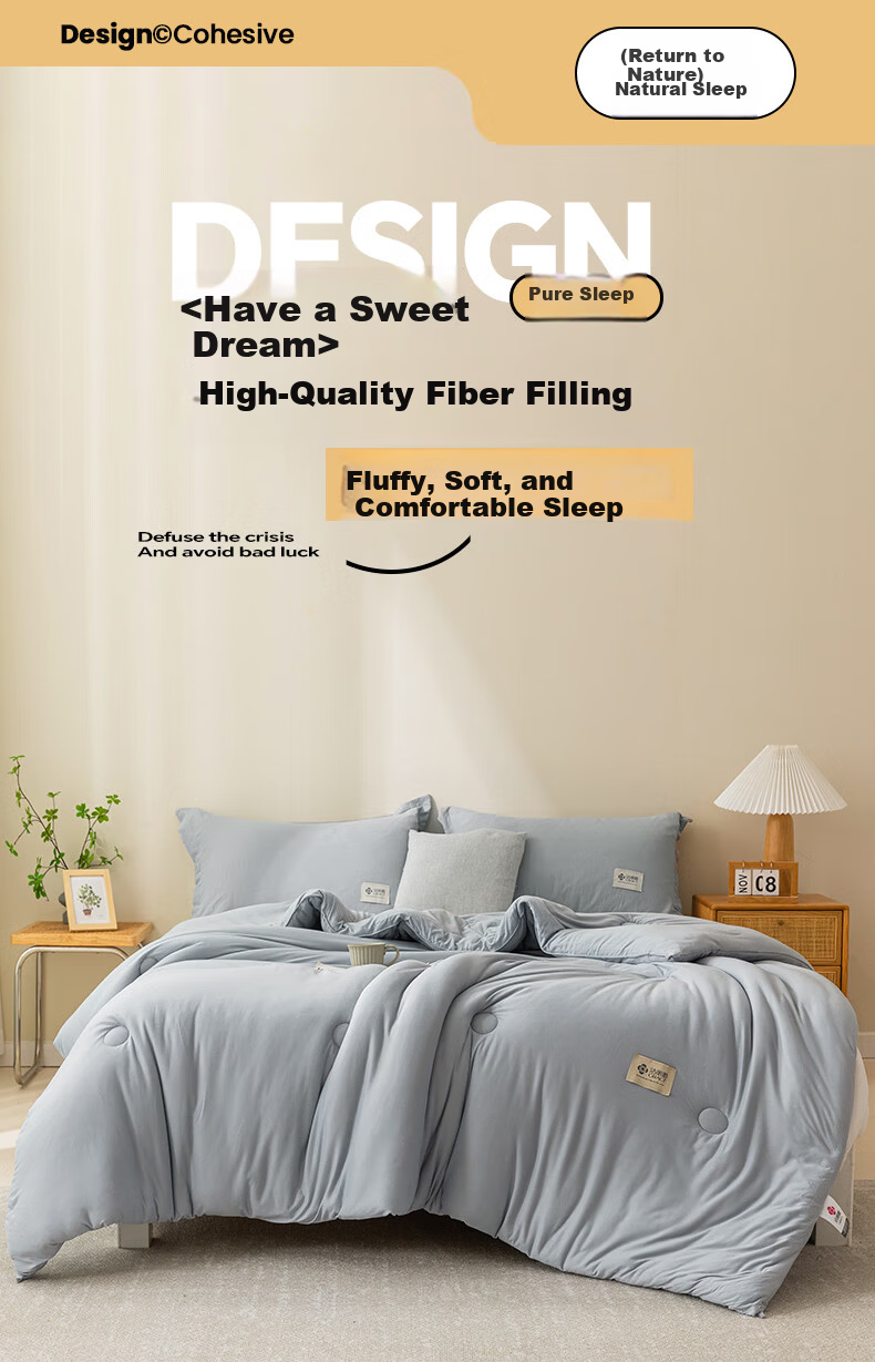 Grace Class A Fabric Spring Autumn Four-Season Double Bed Student Dormitory Quilt Comforter Air Conditioning Quilt 5 Jin 200*230cm Cream Yellow 6