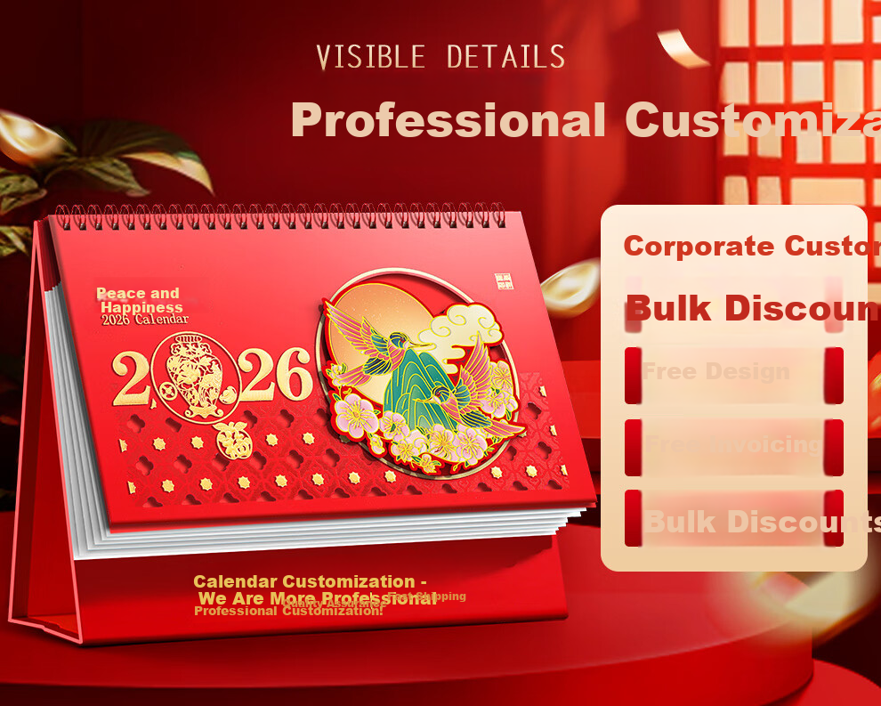 Langjie 2026 Desk Calendar Red Horse Year Monthly Large Grid Writing Planner Office Desktop Calendar Customizable 1