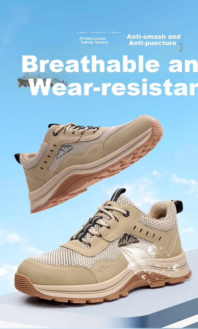 Jingtu Men's Summer Breathable Steel Toe Safety Work Shoes Anti-Smash Anti-Puncture Comfortable Durable 5039FBK Size 43 1