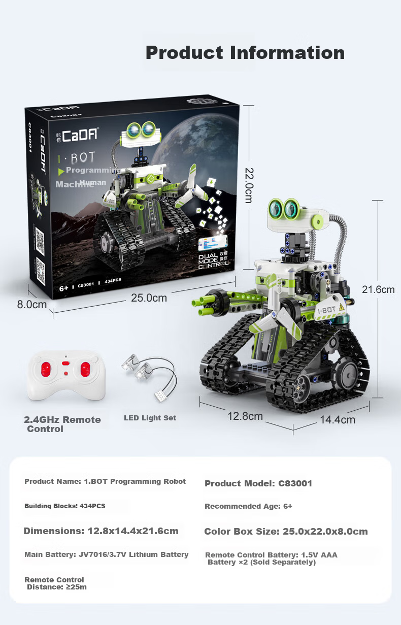 CaDA Building Block Programming Robot Boys Educational Puzzle Assembly Building Blocks Remote Control Toy Children's Birthday Gift 11