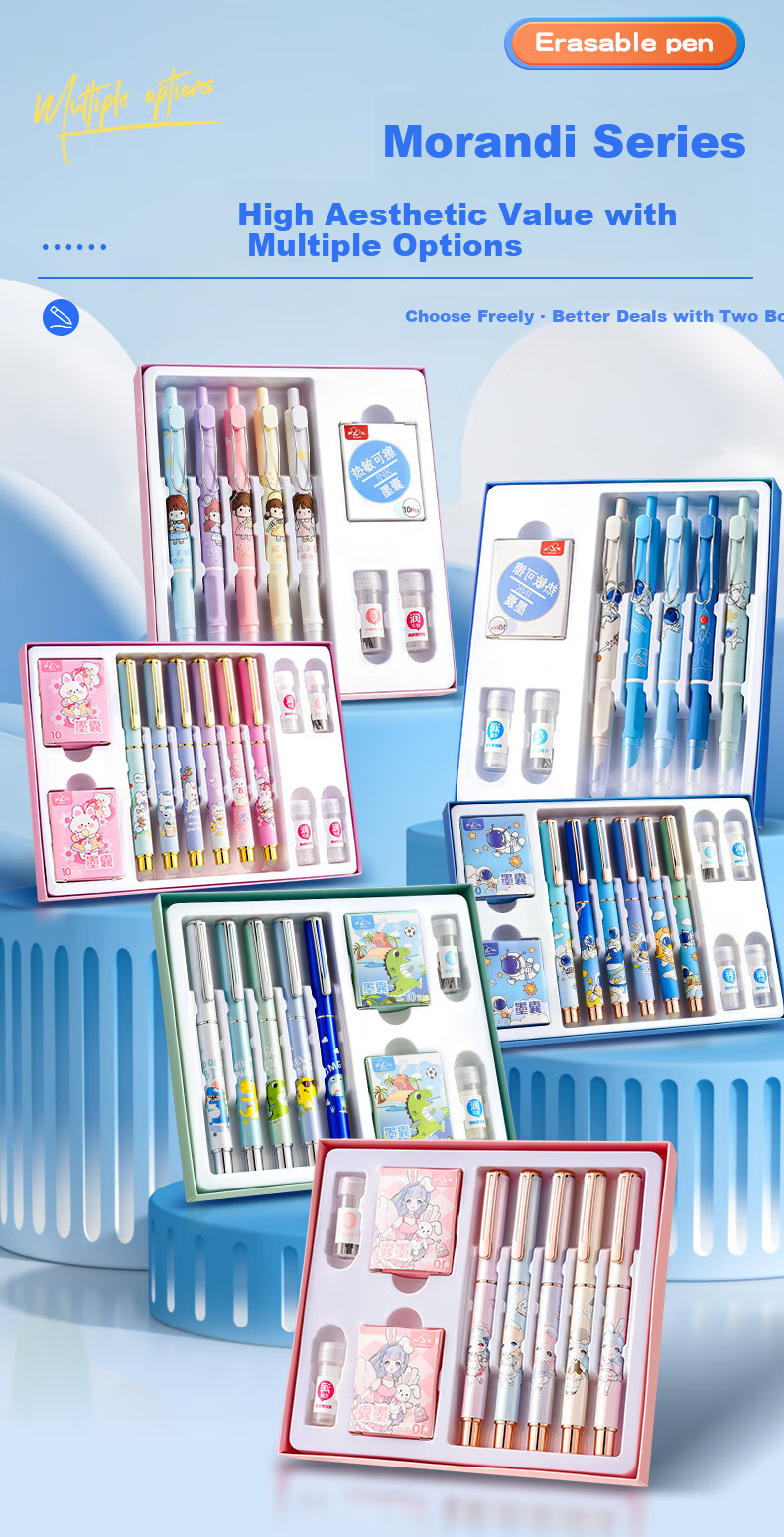 Luoshi [Student Birthday Gift], Exam-Specific Fountain Pen, Erasable Thermal Paper, Ergonomic Design for Primary School Students, High-Quality Metal Pen for Third Grade, Replaceable Ink Cartridge, Astronaut Design, 6 Pens Per Set 5