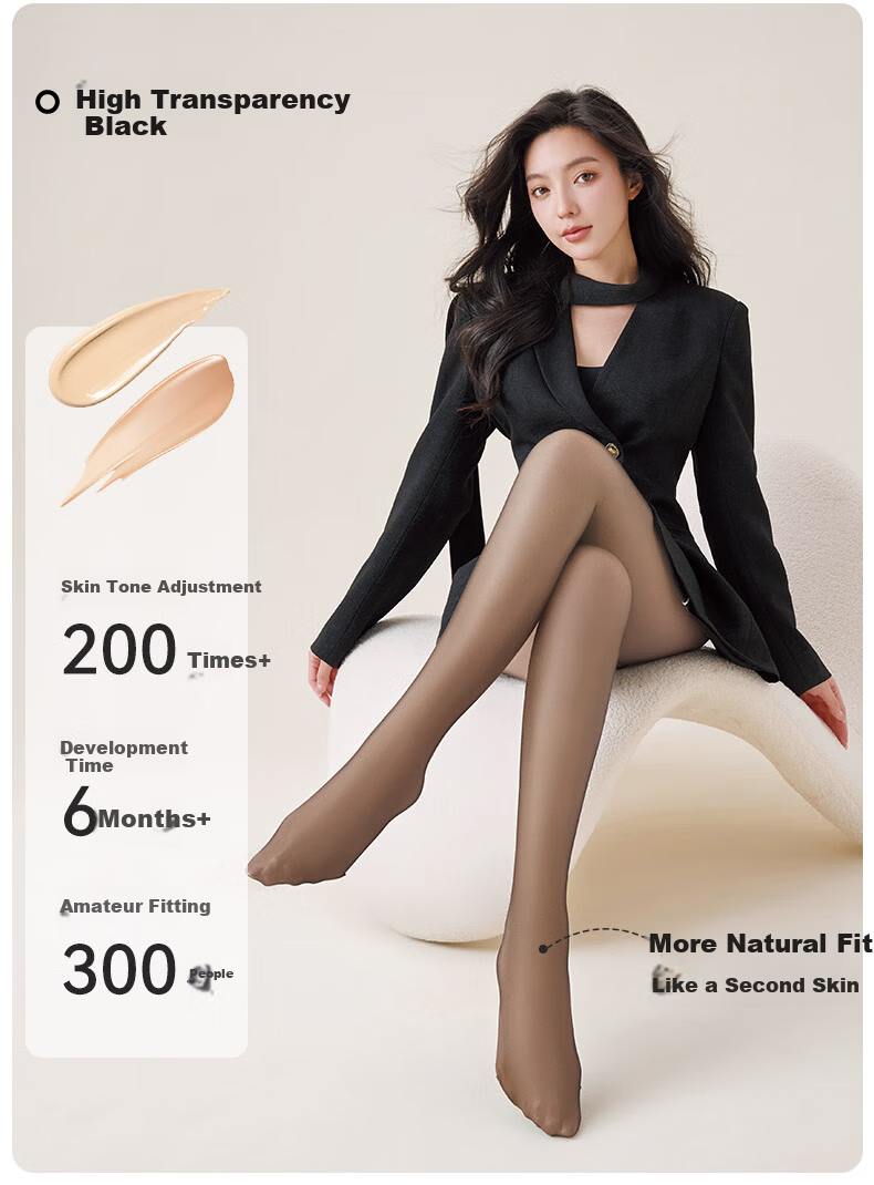 MiiOW Black Sheer Skin-Like Leggings for Women, Fleece-Lined Thickened Warm Tights, Black Pantyhose for Outdoor Wear 4