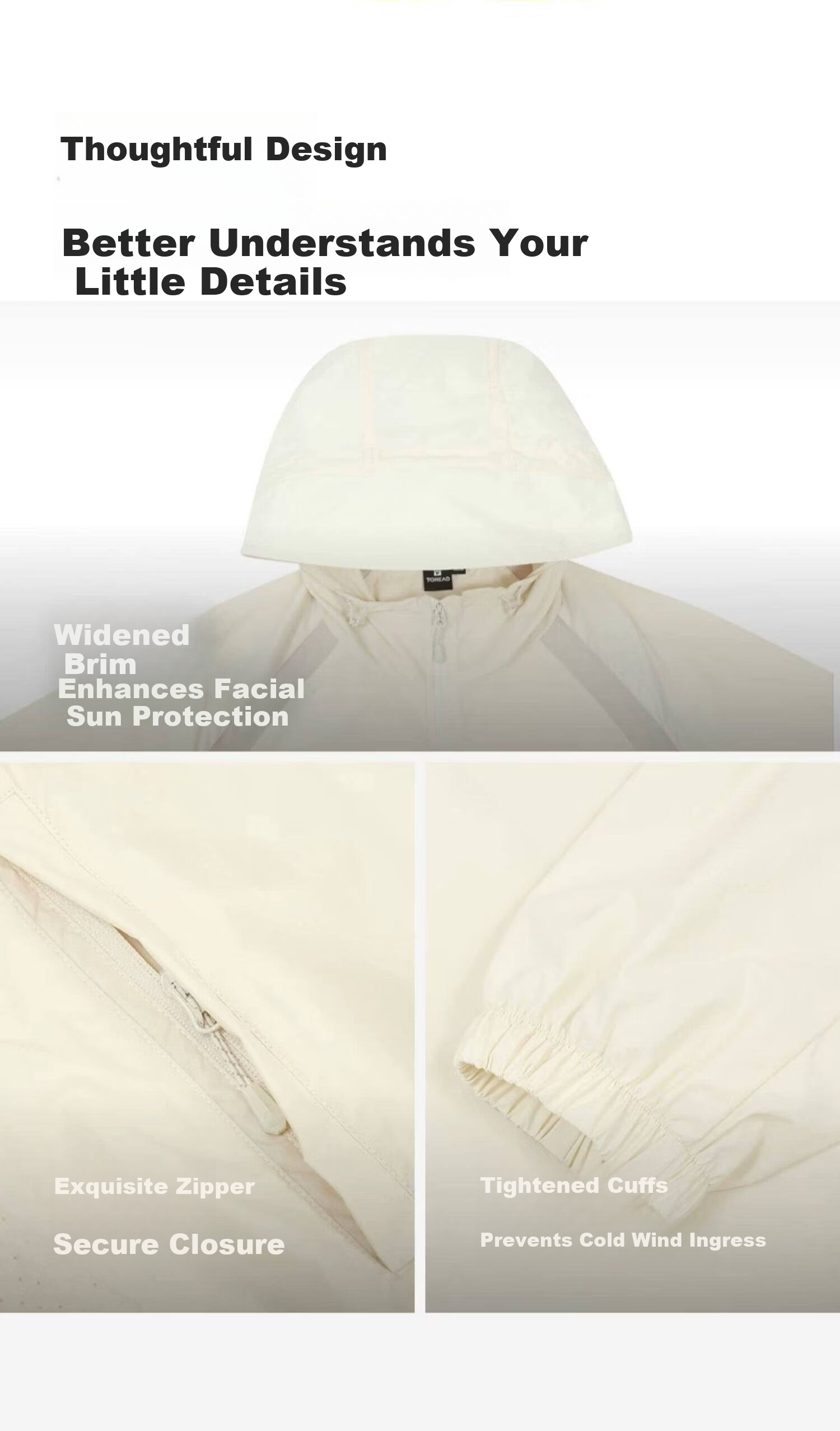 TOREAD Original Yarn Sun Protection Jacket Outdoor Sports Stretch Water-Repellent Skin Jacket Lightweight Women's Coat Light Khaki/Beige M 6