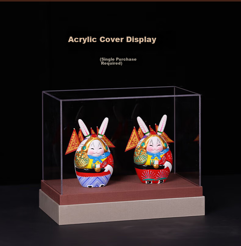 Jitu Workshop Beijing Paired Rabbit Clay Figurines Desktop Ornaments Housewarming Home Decor Lucky Rabbit Figurines - Pair 9