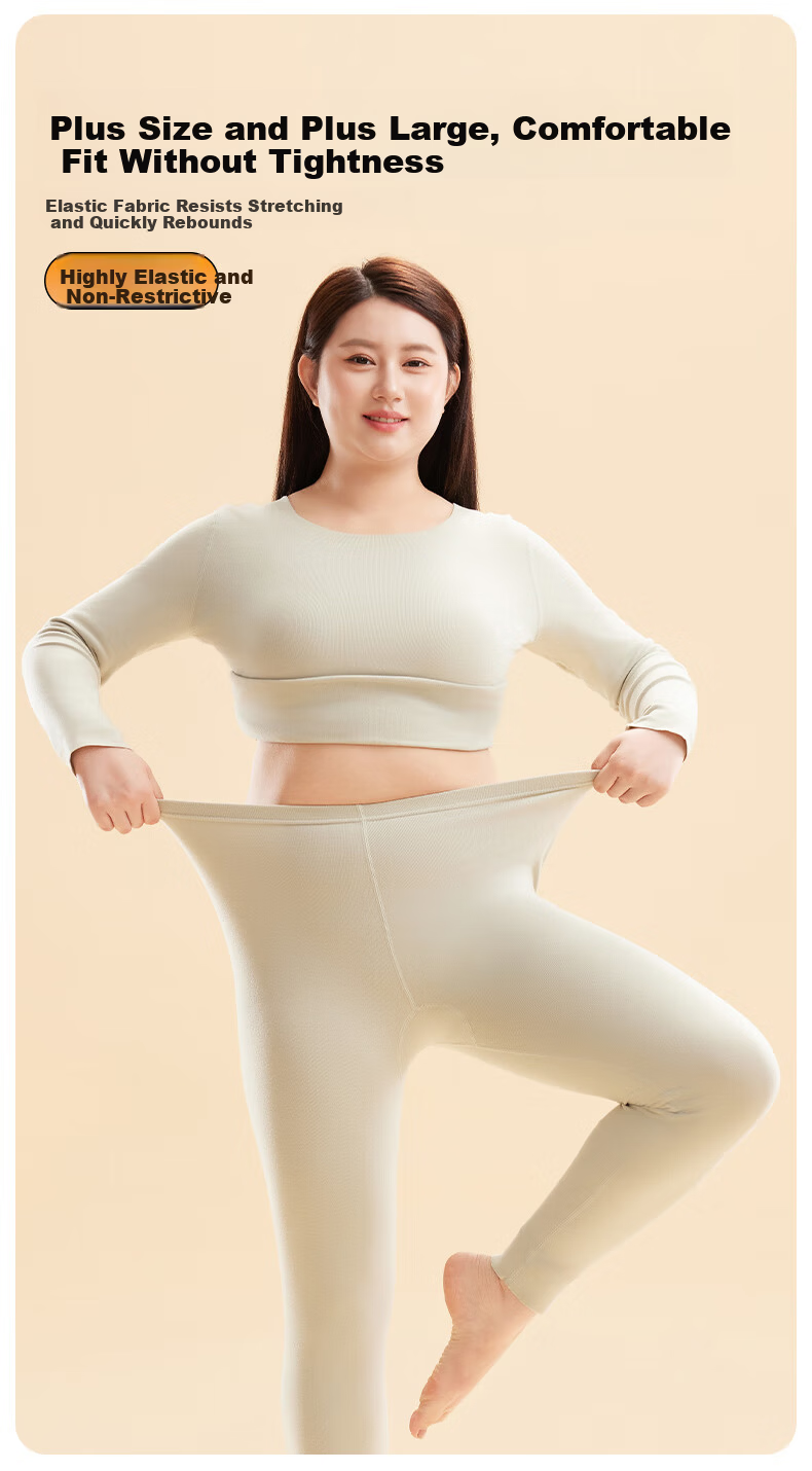 Yalu Women's Antibacterial Thermal Underwear Set Plus Size for Autumn and Winter, Suitable for Up to 200 Jin, Warm Long Johns and Top 10