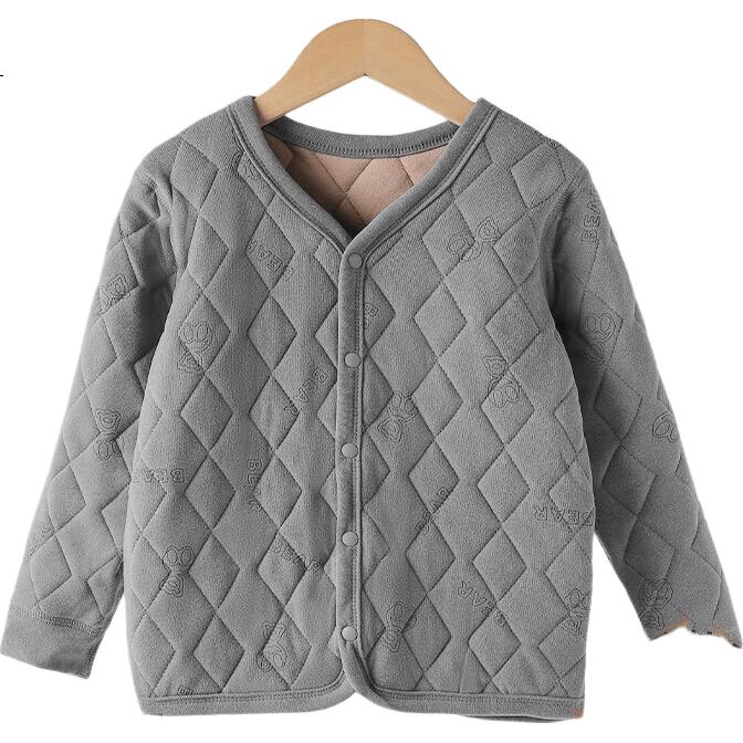 Caiyue Kids Thermal Underwear 100% Wool Filled Boys Autumn Winter Fleece Thickened School Uniform Top for Older Children