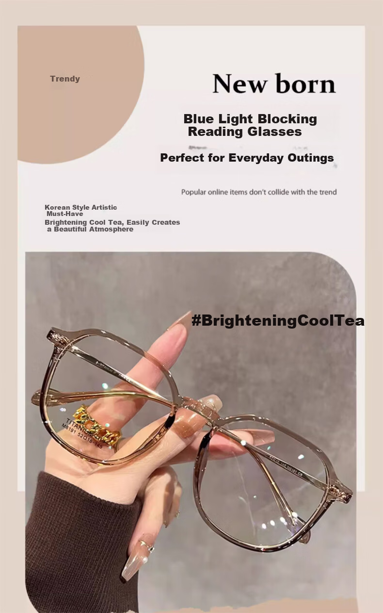 Mumujian Fashion Large Frame Blue Light Blocking Reading Glasses for Women Ultra-Light Stylish Cool Tea Color Premium Presbyopic Glasses 1
