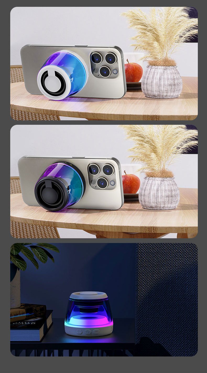 Yinwangsi Mini Magnetic Desktop Bluetooth Speaker High-Quality Bass 2026 New Small Steel Cannon 360 Surround Stereo High-Value Speaker 21
