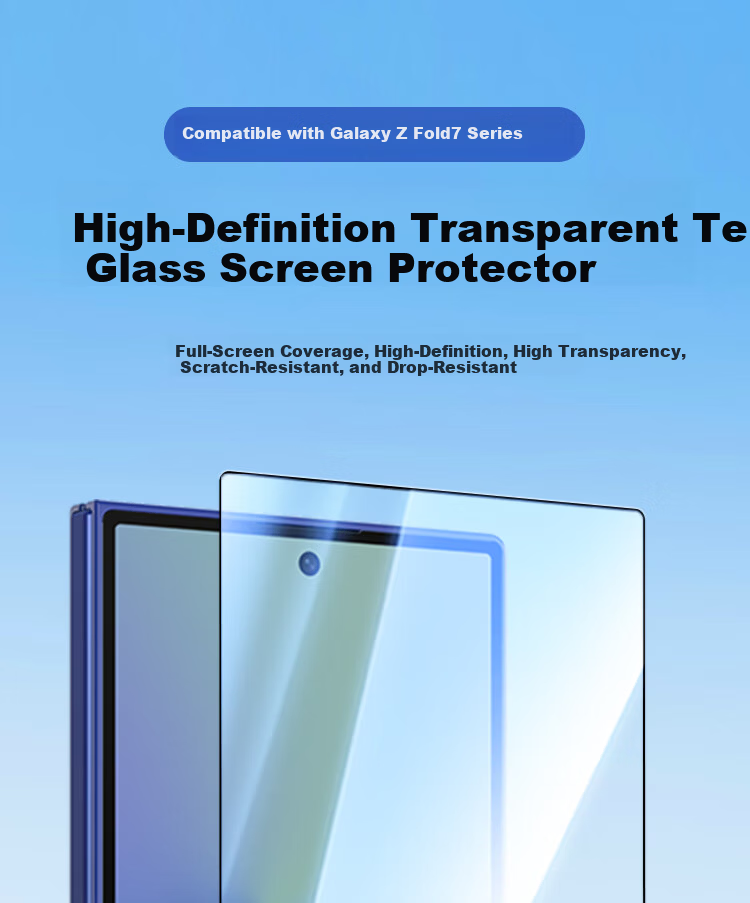 ESCASE Tempered Glass Screen Protector for Samsung Z Fold7 Full Coverage HD Transparent Anti-Drop Scratch-Resistant Outer Screen Film 1