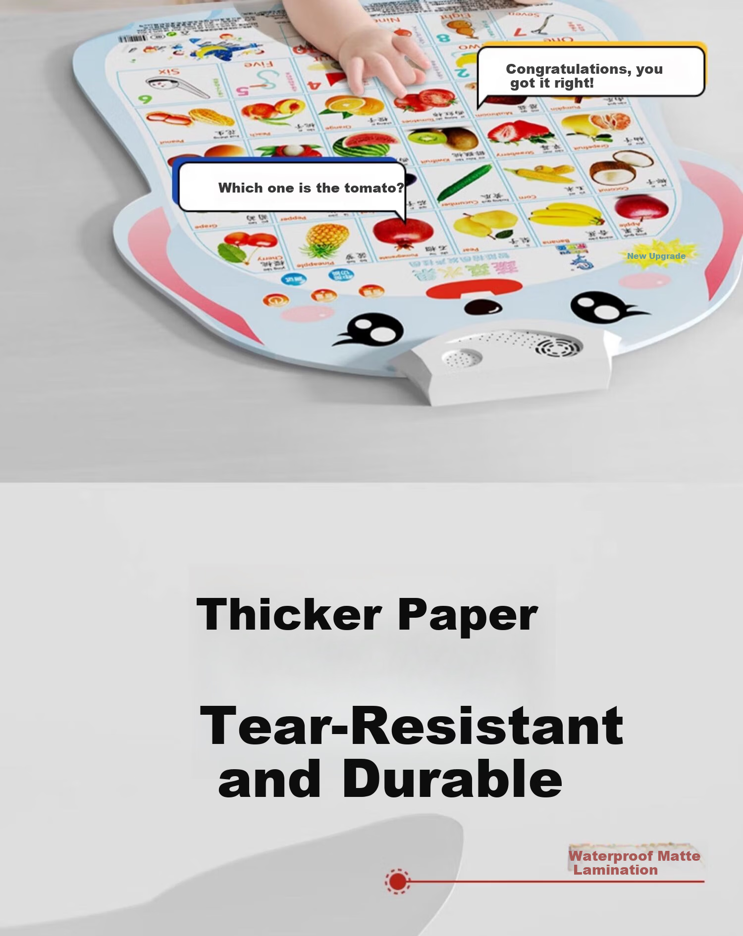 CAREBABY Early Education 3D Touch And Sound Book, Cognitive Enlightenment Audio Book for Infants And Toddlers 0-3 Years Old, Tactile Enlightenment Tear-Resistant 8