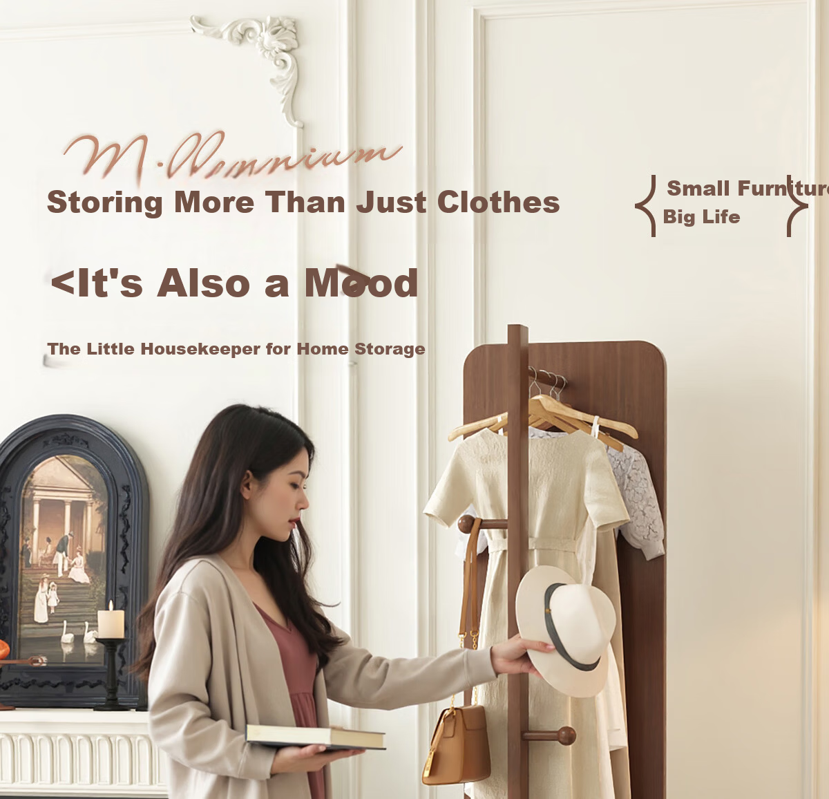 Millennium Huafu Full-Length Rotating Dressing Mirror Floor Mirror with Movable Bedroom Coat Rack Integrated Fitting Mirror 1