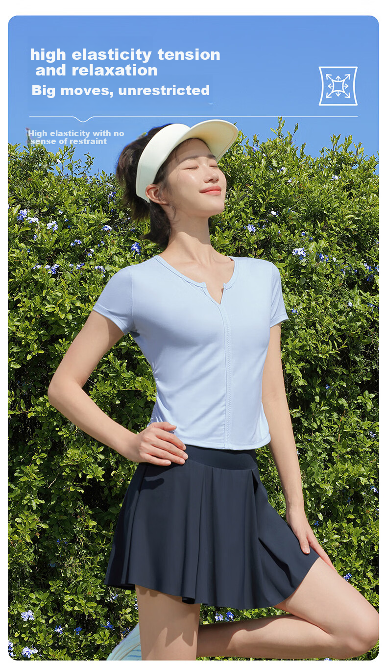 CAMEL Women's Ice Cooling Sports T-Shirt Quick-Dry Breathable Casual Short Sleeve Top Y26BAVLZ013 Morning Glory Blue S 6