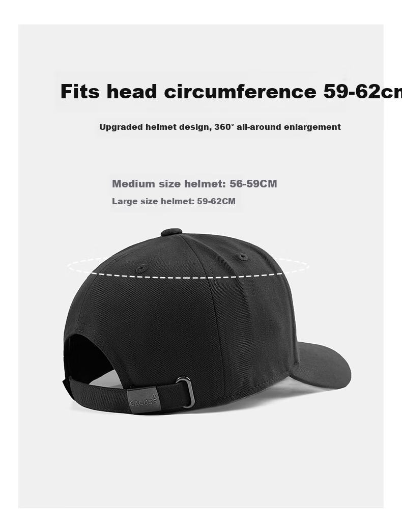 CACUSS Men's Four-Season Large Head Baseball Cap Outdoor Sunshade Fashion Duckbill Hat Black Silver Large Size 2