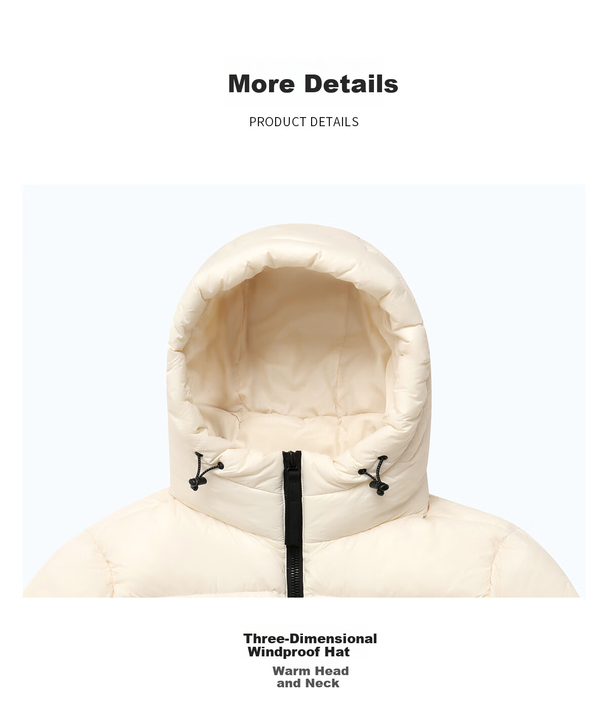 Panda Camel Series Bubble Duck Down Jacket Unisex Autumn Winter Warm Fluffy Puffer Coat 9844 White M 24