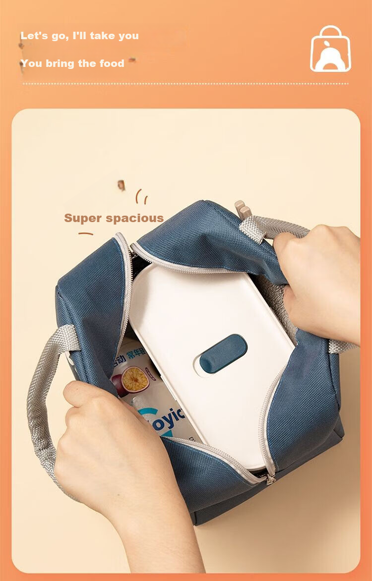 BWNK Insulated Lunch Box Bag, Handheld Bento Meal Carrier, New Thickened Aluminum Foil, Small Size Upgraded Version, Blue Insulated Model 13