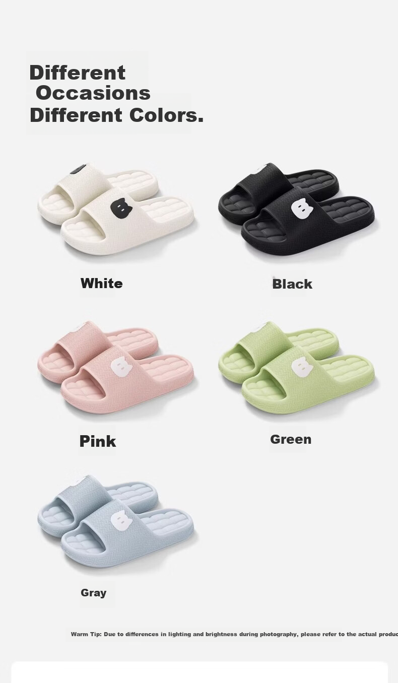 Qiumuxi Women's Cute Couple Silent Thick Sole Non-slip EVA Soft Elastic Home Slippers Mist Gray Size 44-45 10