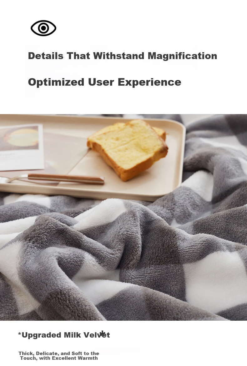 Aiwei Thick Plush Sofa Blanket Fleece Throw Bedspread Plush Quilt Cover Nap Blanket 150x200cm Gray Large Check 7