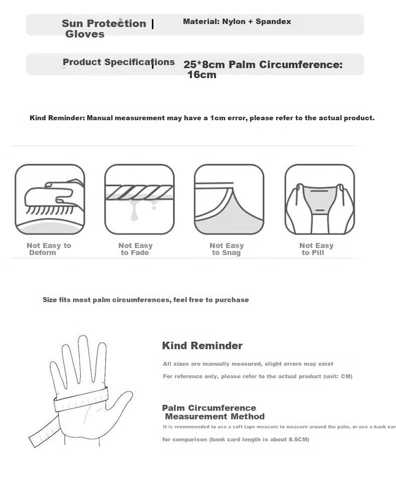 Chegui Mu Long Sun Protection Gloves for Women Summer Thin UV Protection Driving Cycling Anti-Slip Two-Finger Touchscreen Riding Gloves 15
