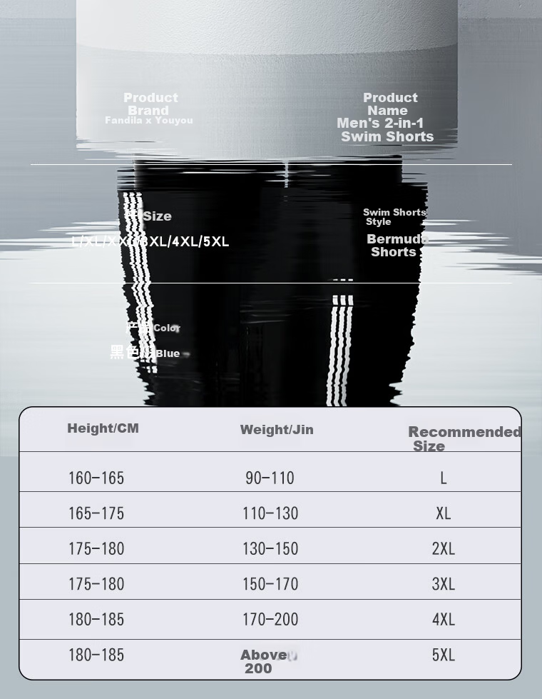 F.DYRAA Men's Swim Trunks Anti-Embarrassment Fake Two-Piece Quick-Dry Large Size Hot Spring Shorts Swimming Gear Three-Piece Set 25037 Black 4XL 15