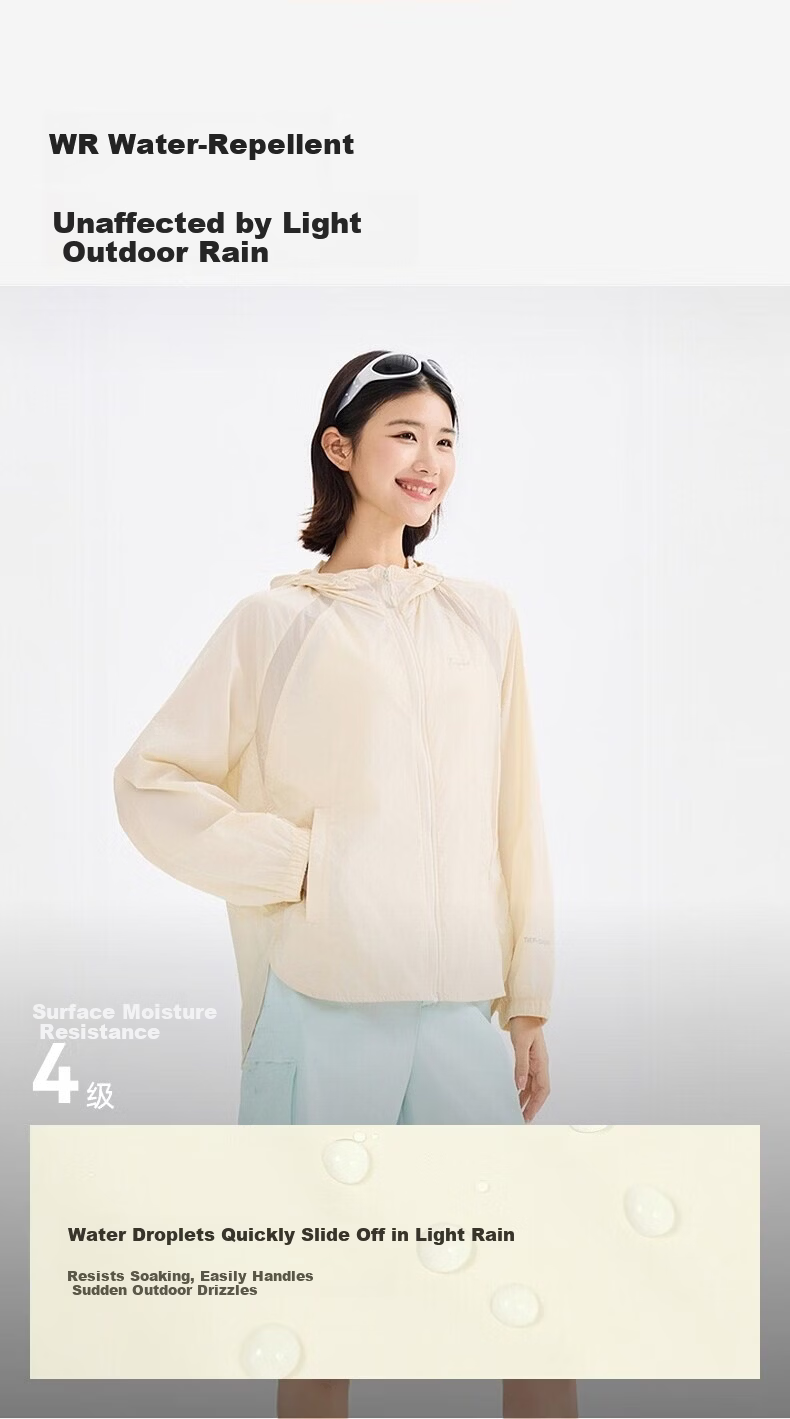 TOREAD Original Yarn Sun Protection Jacket Outdoor Sports Stretch Water-Repellent Skin Jacket Lightweight Women's Coat Light Khaki/Beige M 3