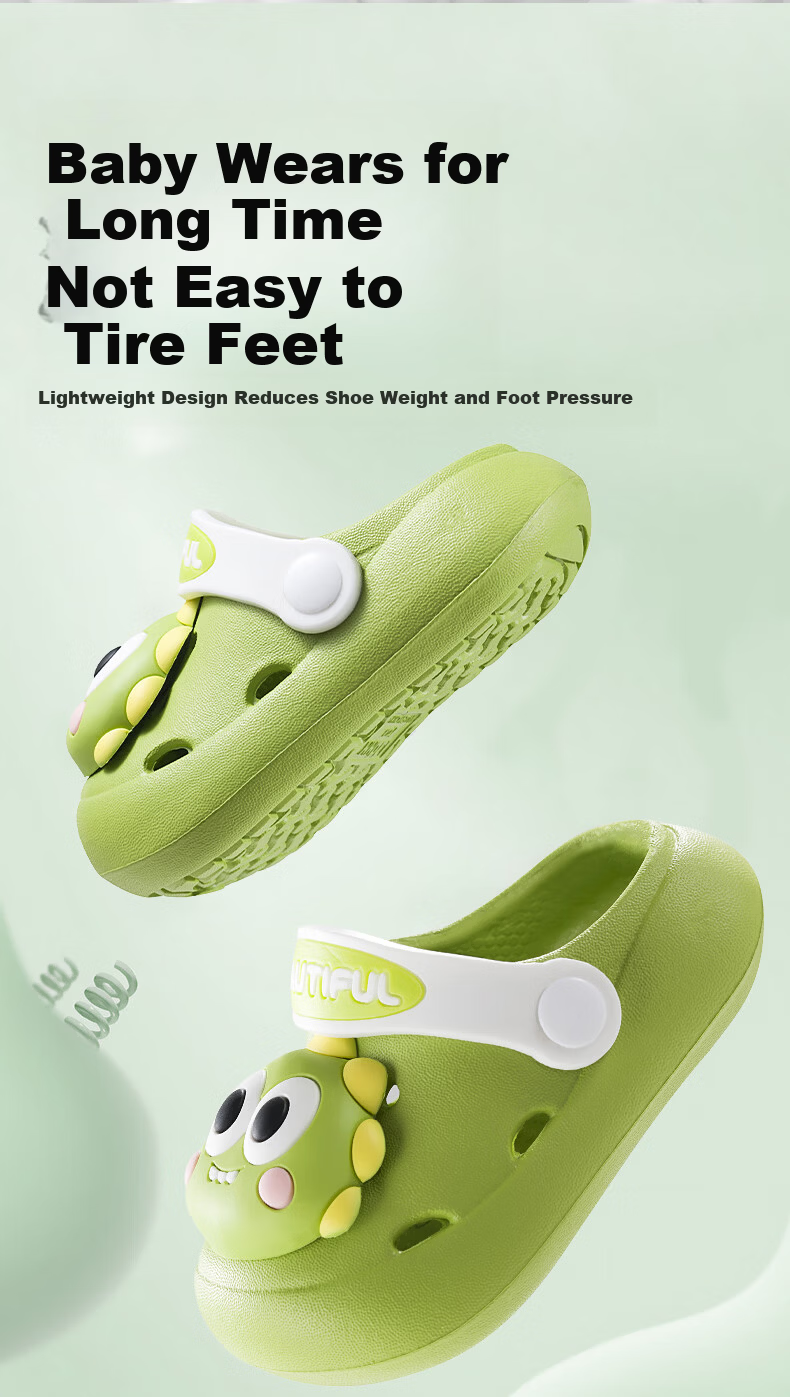 OUYUN Kids Slippers Clogs Baby Summer Non-Slip Indoor Bath Shoes Rhine Dinosaur Size 18 8