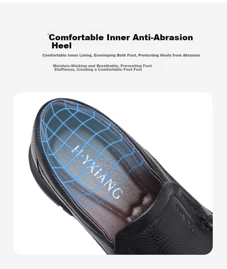 Hengyuanxiang Men's Business Casual Leather Shoes New Soft Leather Slip-On Dad Shoes XB50011 Black Size 38 6