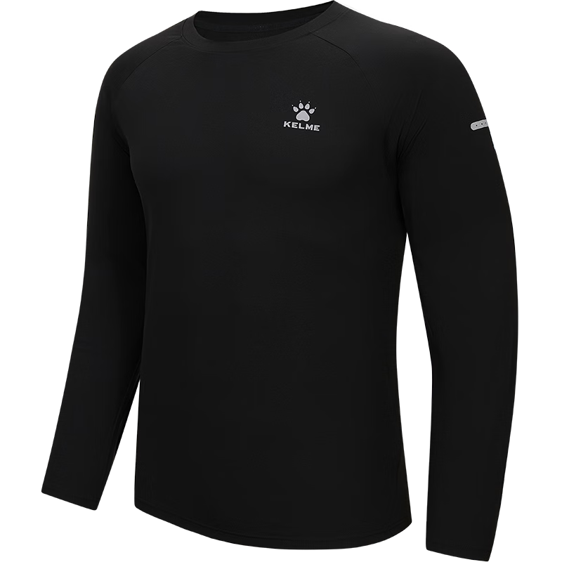 KELME Sports Long Sleeve T-Shirt, Cotton Feel Quick-Dry Top, Running Football Training Long T-Shirt Sportswear, Moonlight Gray, L