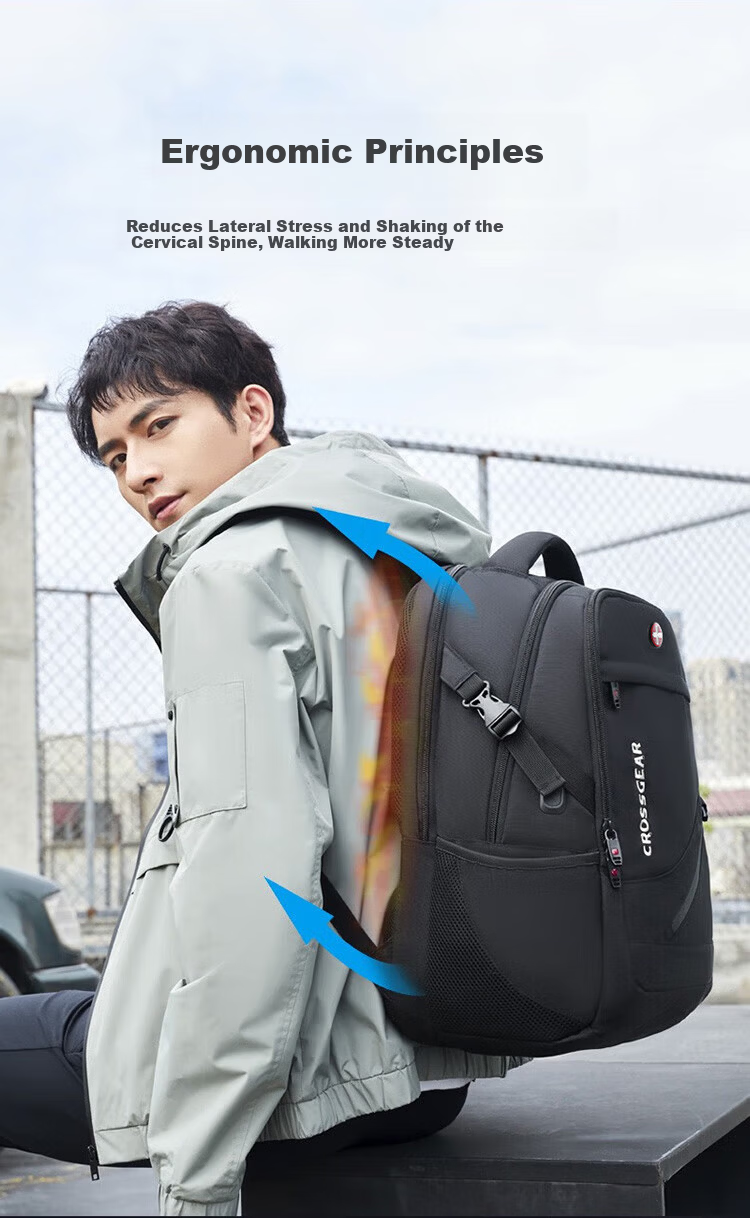 CROSSGEAR Swiss Army Knife Large Capacity Business Travel Backpack for Men 17.3-inch Laptop Bag 9