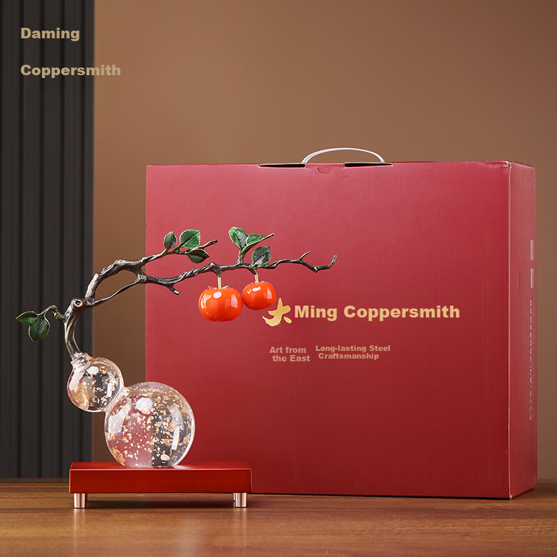 Daming Copper Craftsman New Chinese Style Gourd Ornament Everything Goes Well Living Room Entrance Decoration Opening Housewarming Moving Gift Handicraft
