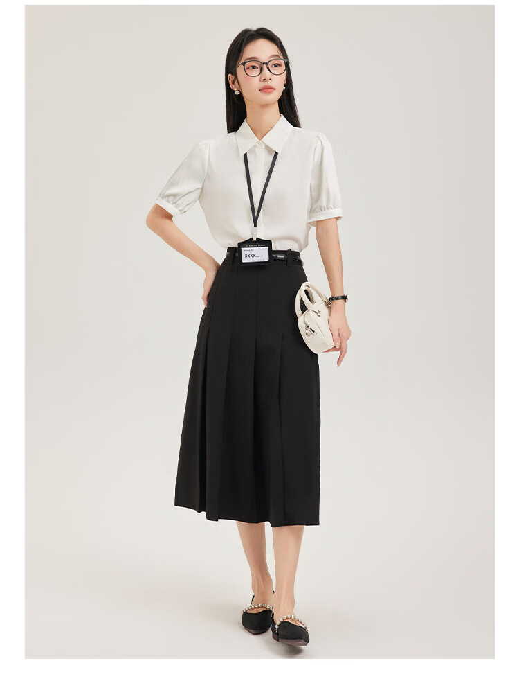 Dajiasi Blue Short Sleeve Shirt Women's Formal 2026 Summer New High-End Stylish Blouse Interview Shirt for Women 19
