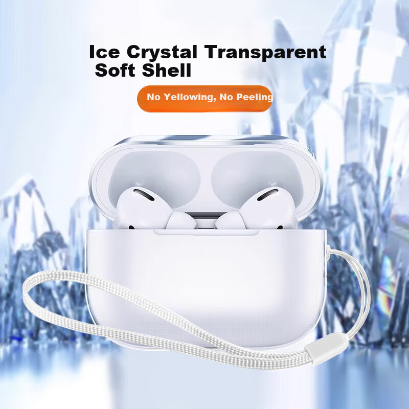 HotFire AirPods Pro 3rd Generation Protective Case Silicone Transparent Full-Cover Shockproof Dustproof Soft Cover for Apple Bluetooth Earphones
